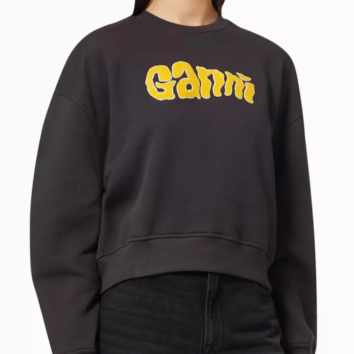 Svart Ganni sweatshirt med gul logga - 4