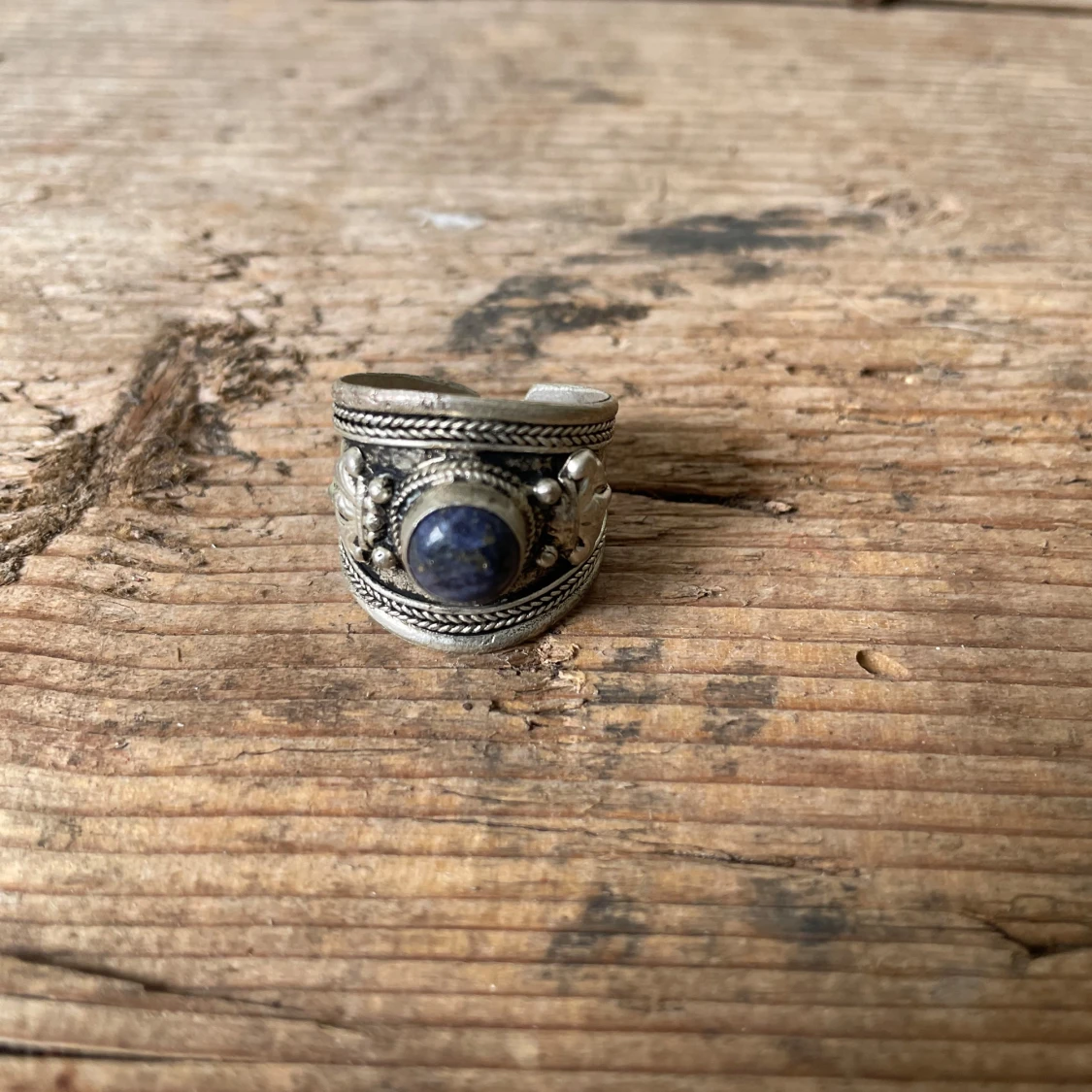 Bred silverring med lapis lazuli - 2