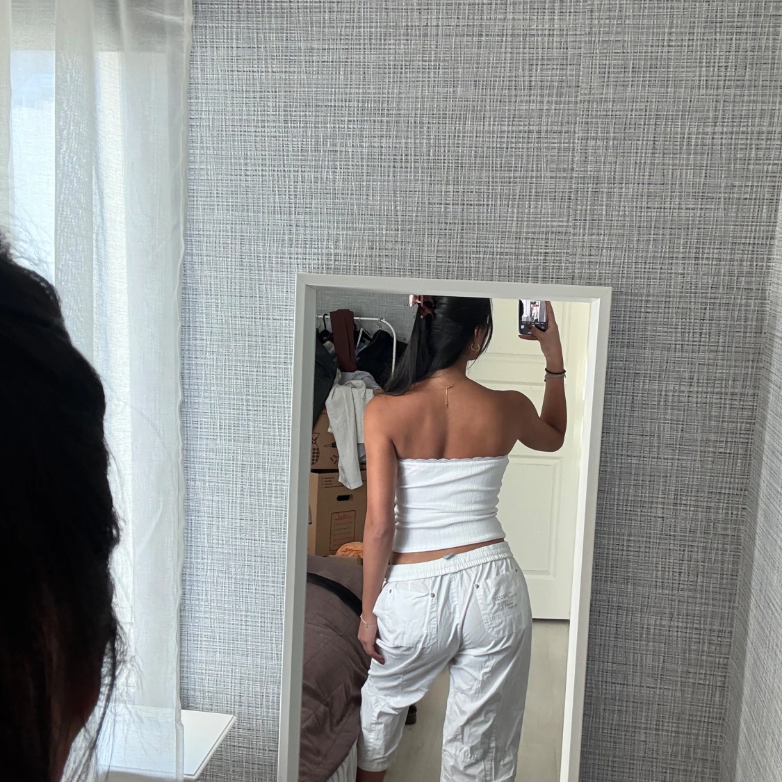 Vita cargopants med snörning - 3