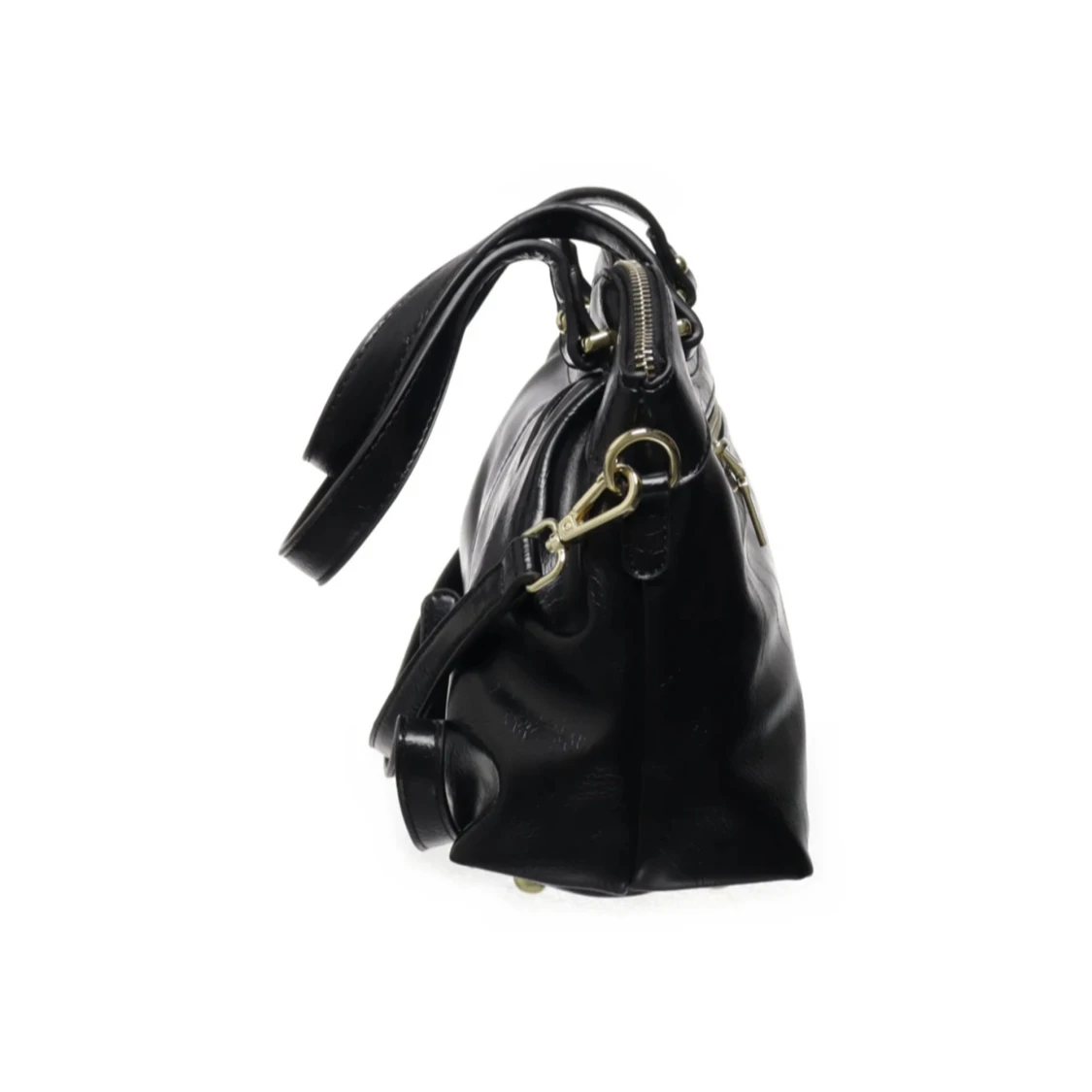 Svart handväska i skinnimitation - 1