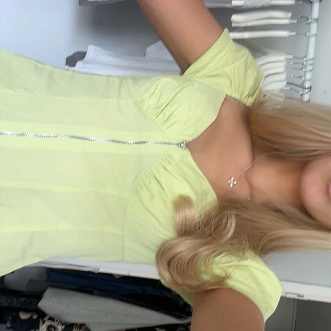 Ljusgul korsett-topp med dragkedja - 1