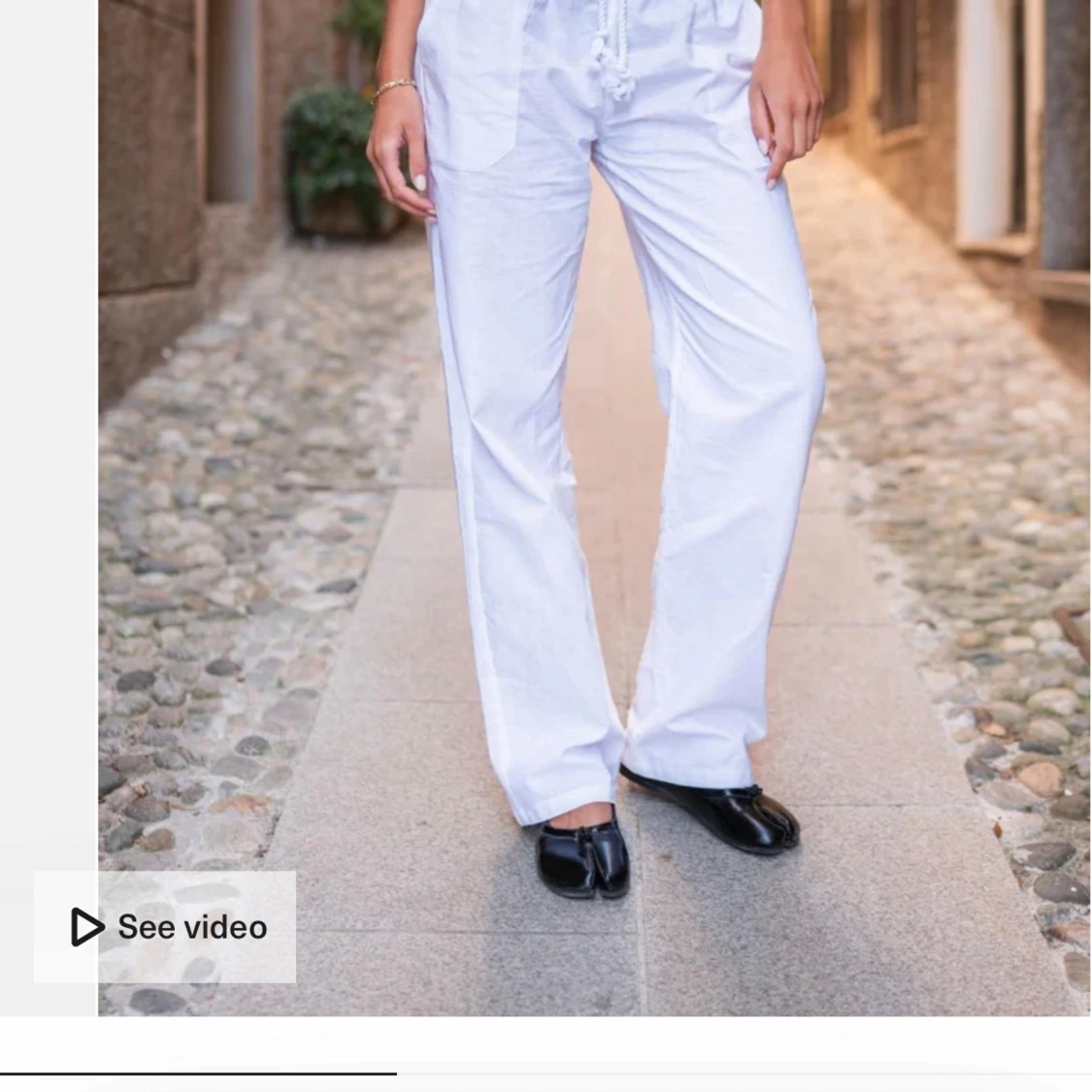 Vita linnebyxor med snörning - 1