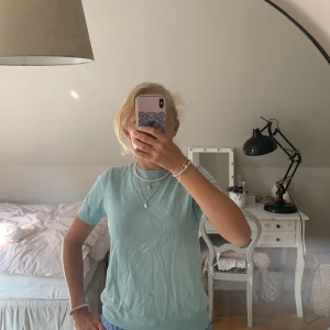 Ljusblå stickad t-shirt från Zara Home - Ljusblå stickad t-shirt från Zara Home Loungewear Collection. Tröjan har rund halsringning, korta ärmar och är gjord i ett mjukt stickat material. Perfekt för en chill och avslappnad stil under vår och sommar.