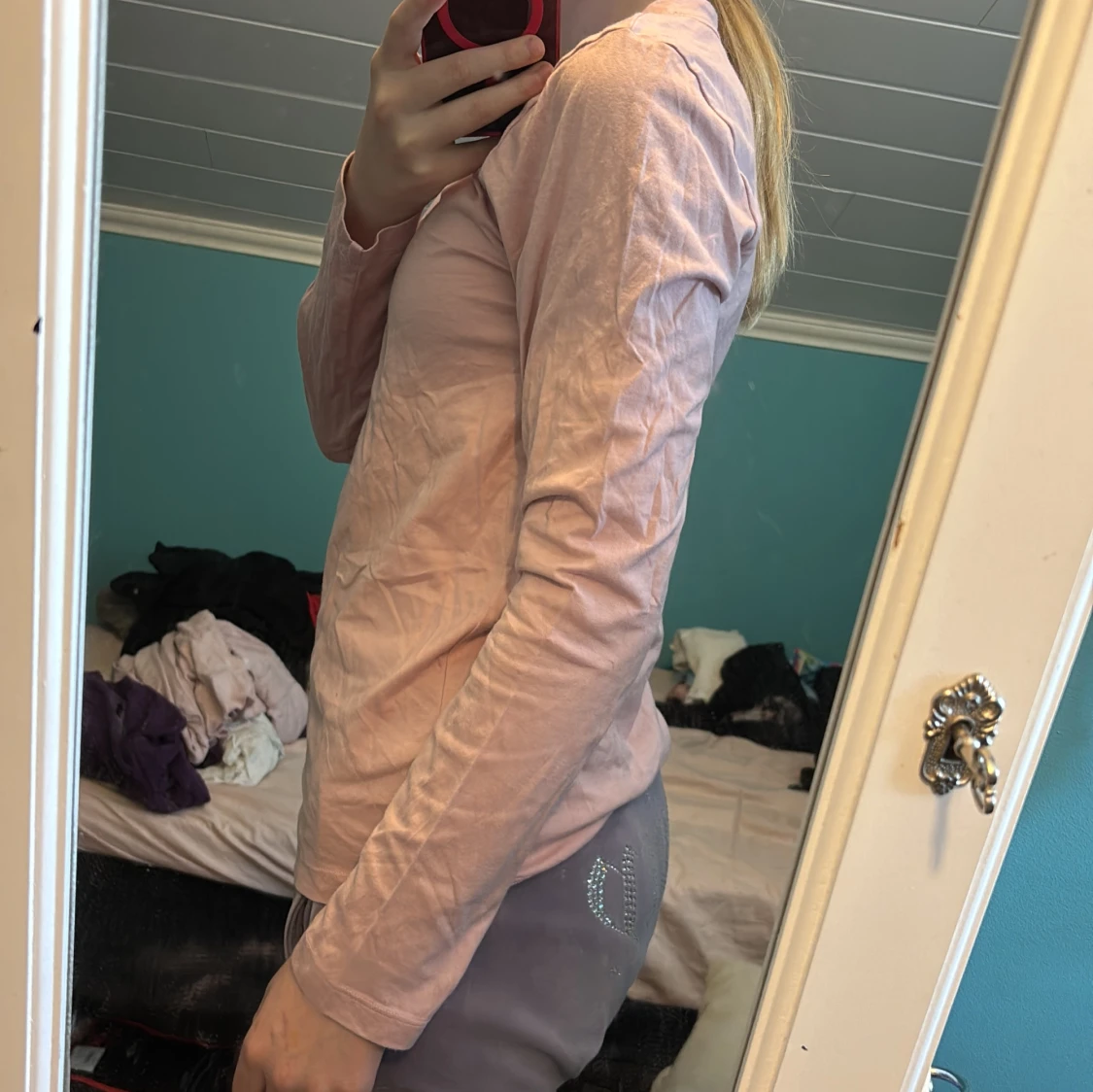 Ljusrosa långärmad tröja - 1