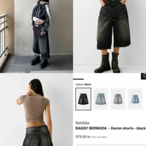 Svarta baggy Bermuda shorts från Bershka - Säljer ett par svarta baggy Bermuda shorts från Bershka. De är tillverkade i jeansmaterial och har en avslappnad passform. Perfekta för en cool och bekväm stil.