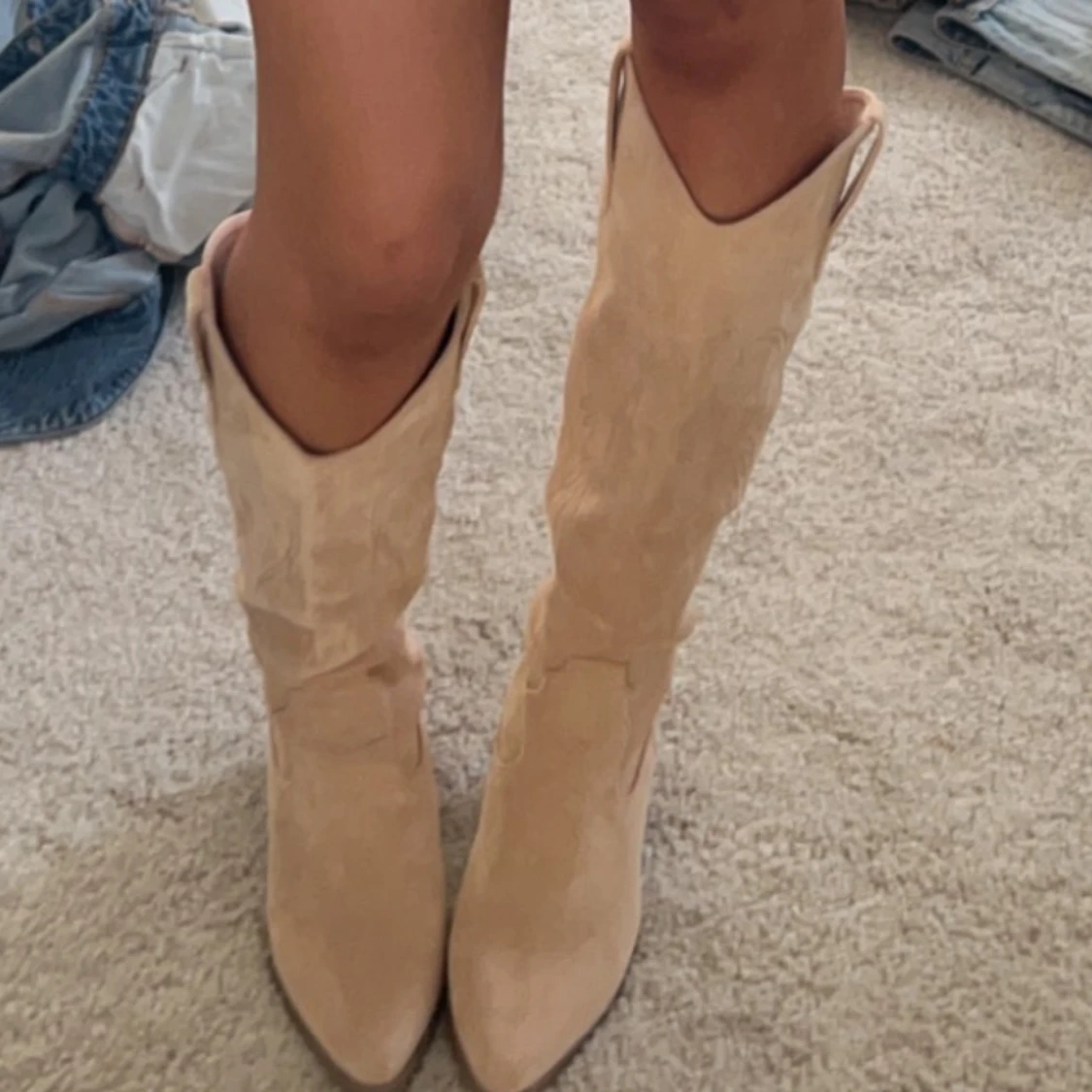 Beige mocka cowboy boots - 2