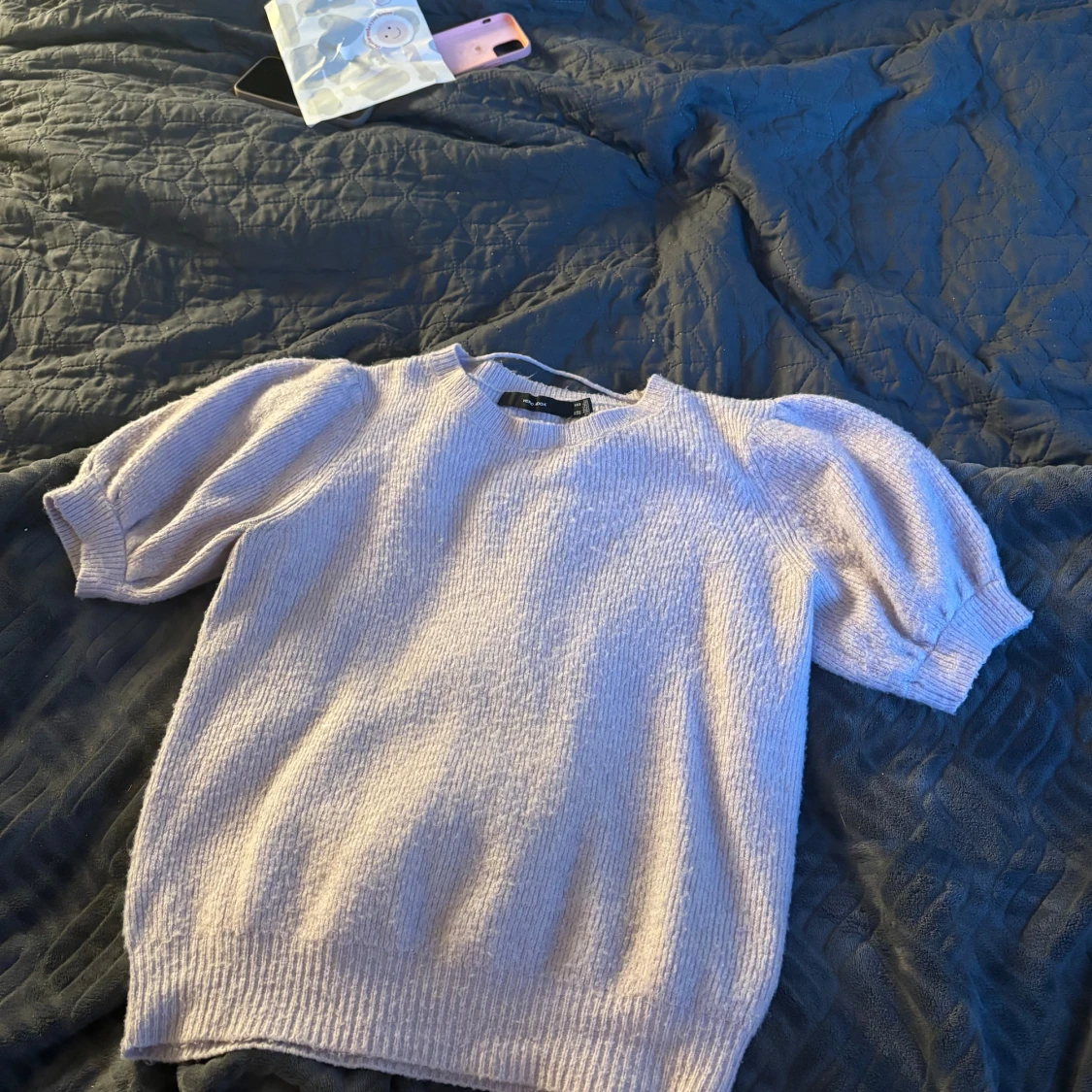 Kortärmad stickad tröja - 90