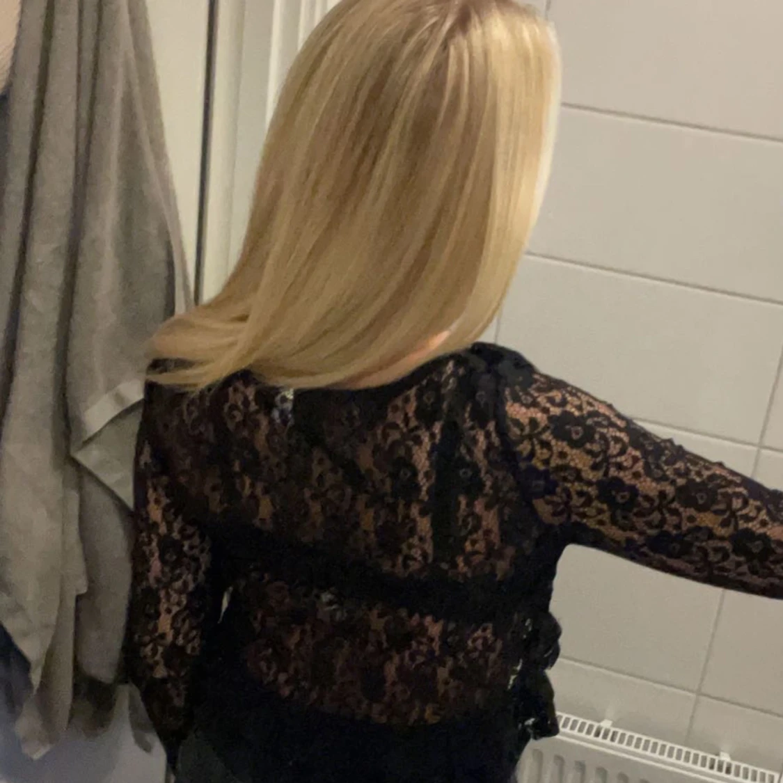 Svart spetsblus - 90