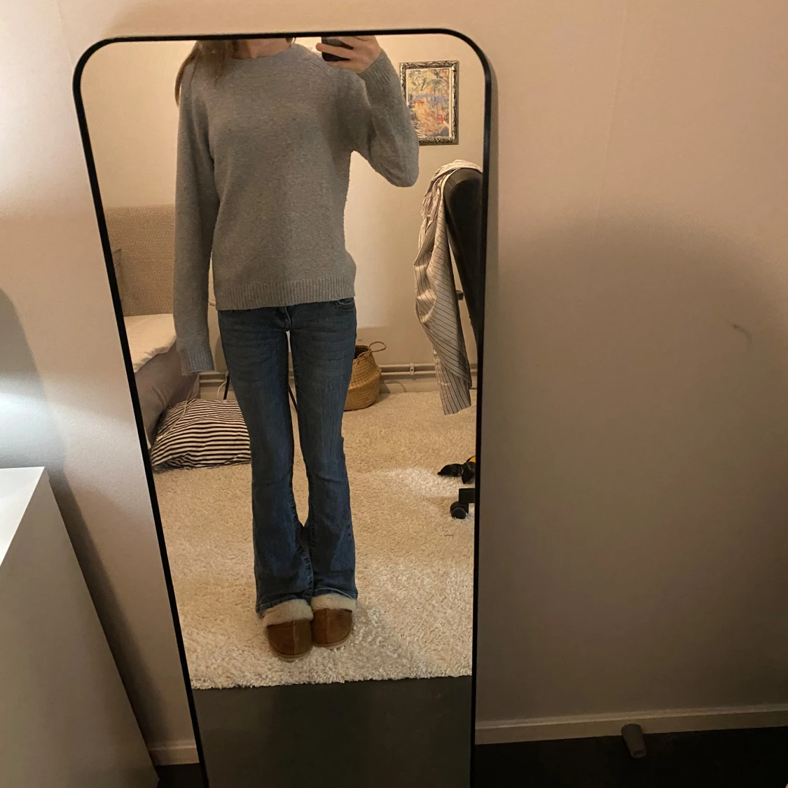 Grå stickad tröja - 90