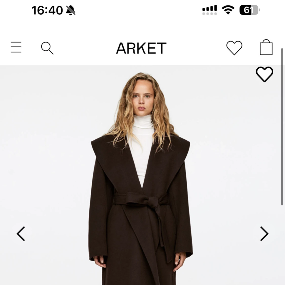 Brun kappa från Arket - ny!  - 90