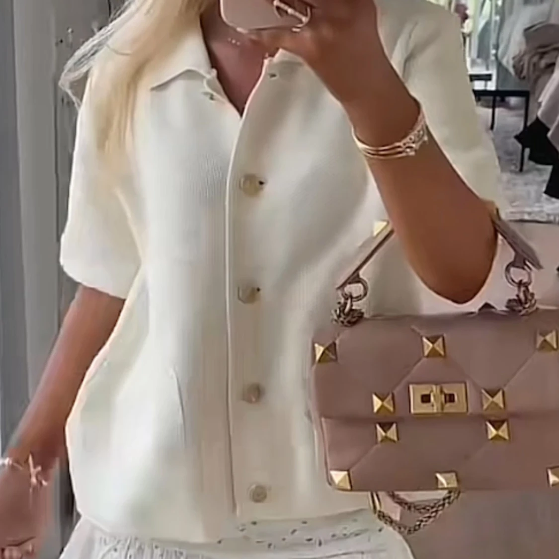 Vit kortärmad stickad från Zara - 1