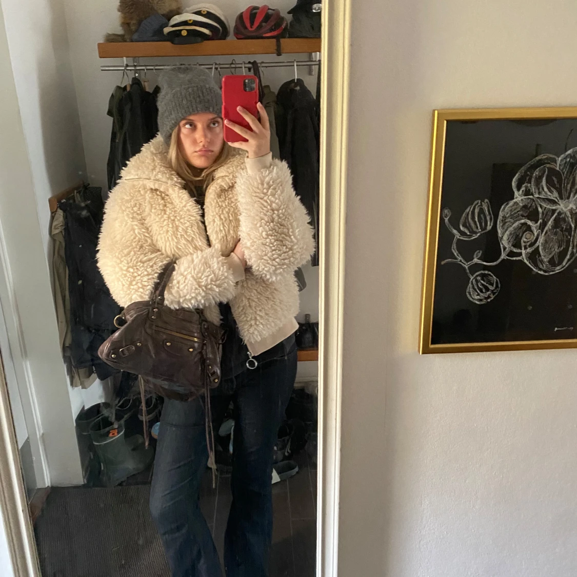 Beige teddyjacka - 90