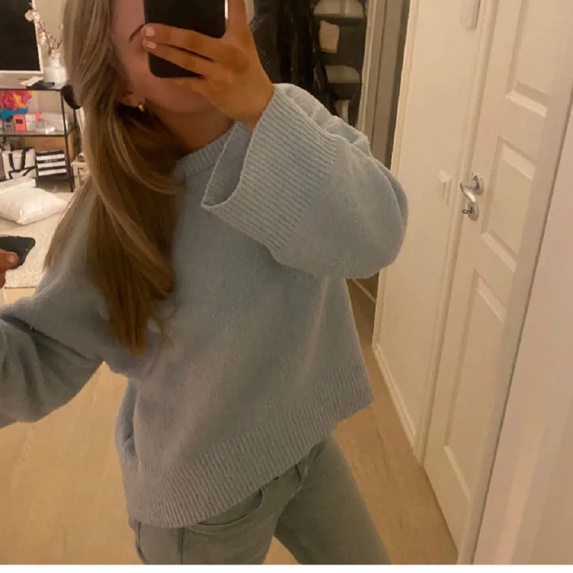 Ljusblåa stickad tröja 