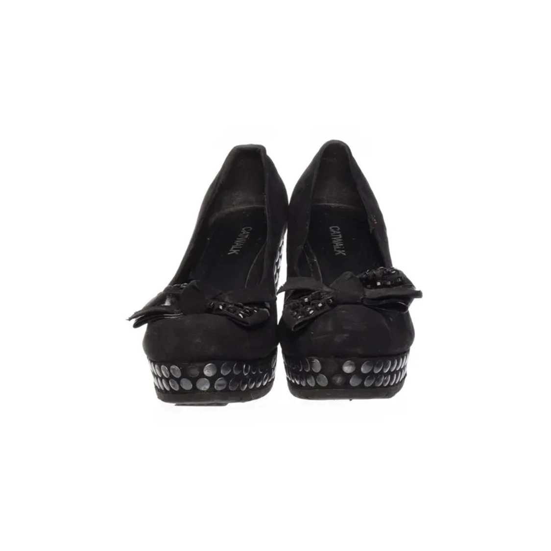 Svarta kilklackar med rosett - 1