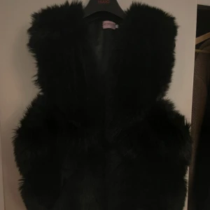 Svart pälsväst - Snygg svart pälsväst som ger en lyxig känsla. Perfekt för att lägga till en extra touch till din outfit. Västen är ärmlös och har en mjuk och fluffig textur.
