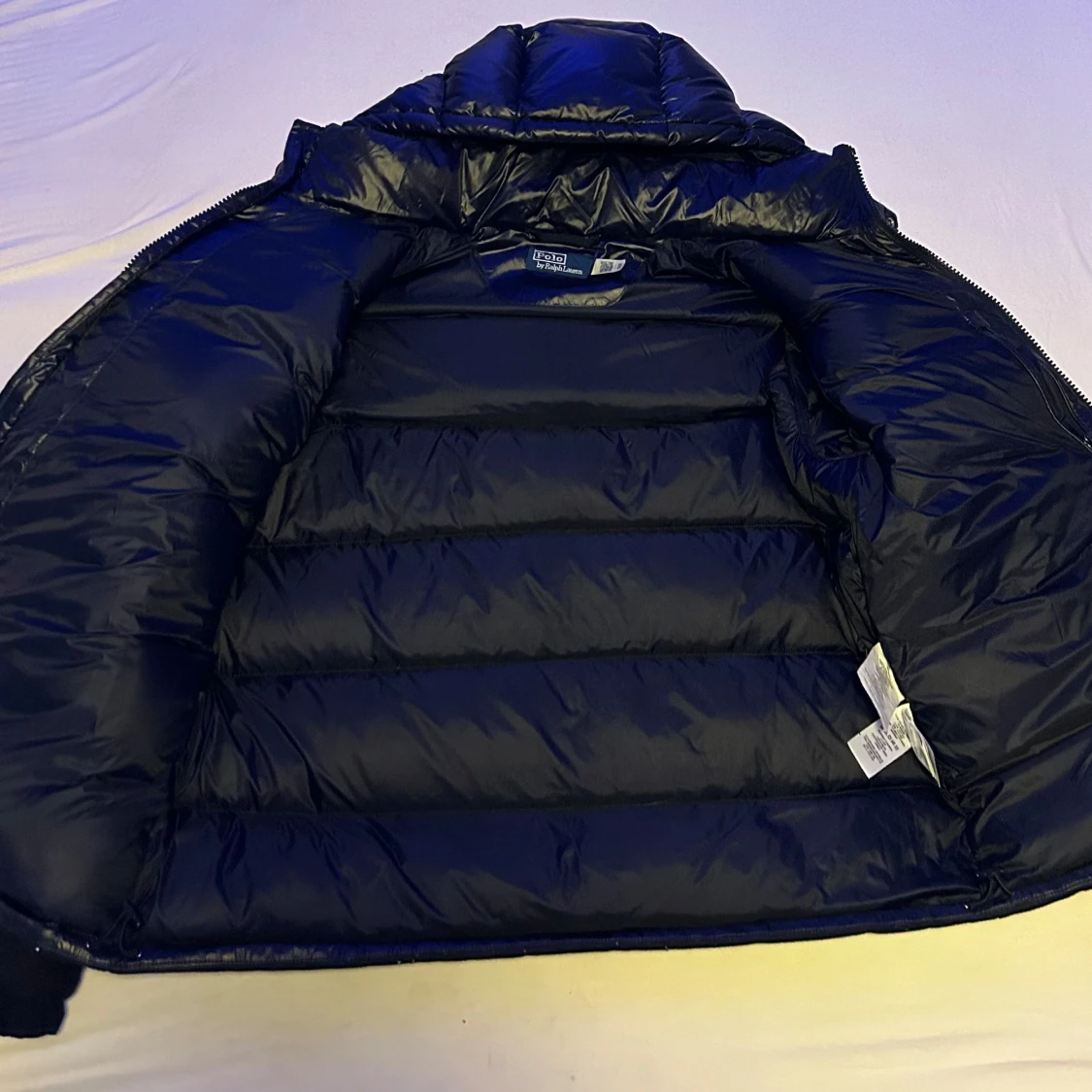 Navy blue dunjacka med huva - 91