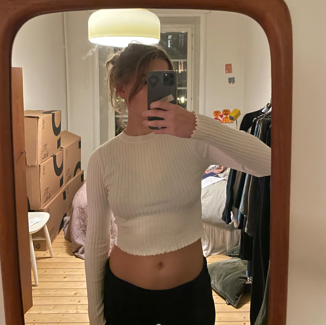 Vit långärmad topp