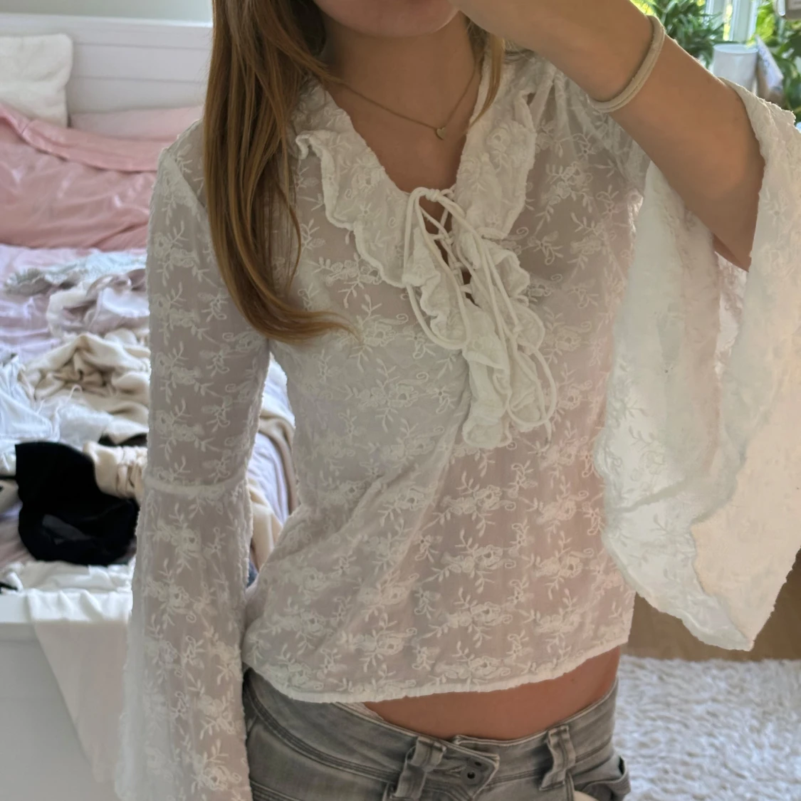 Vit mönstrad blus  - 92