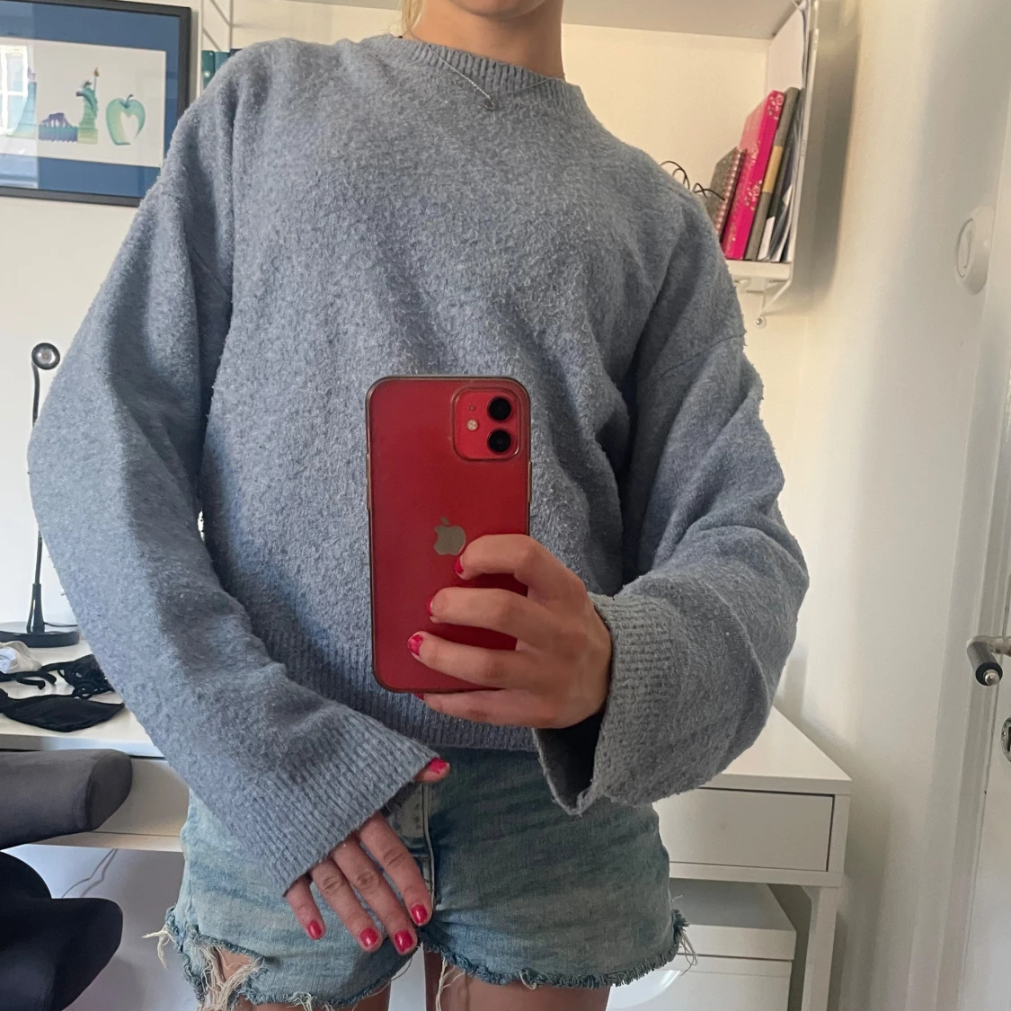 Blå tjocktröja - 91