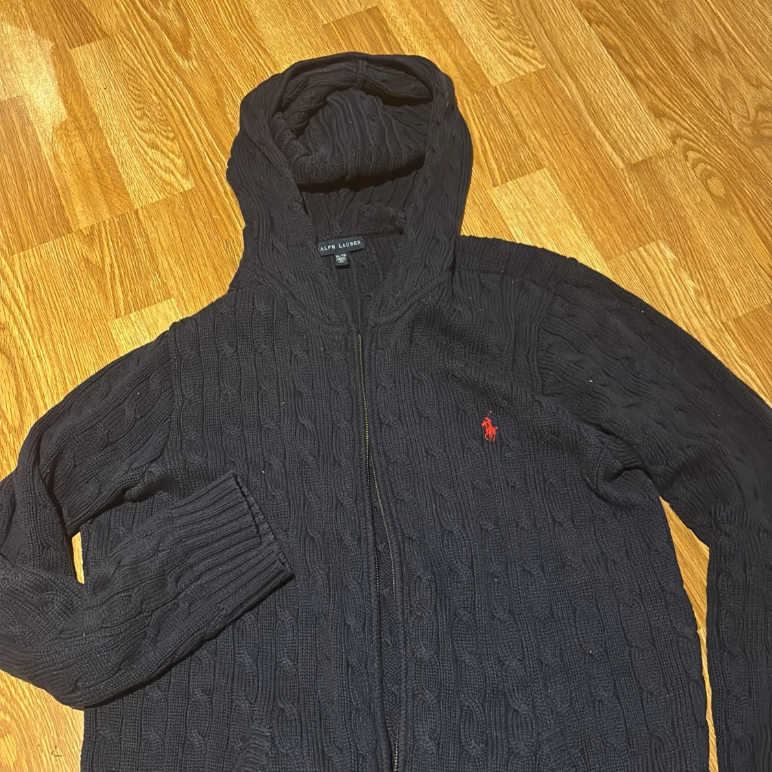 Blå stickad hoodie från Ralph Lauren - 1