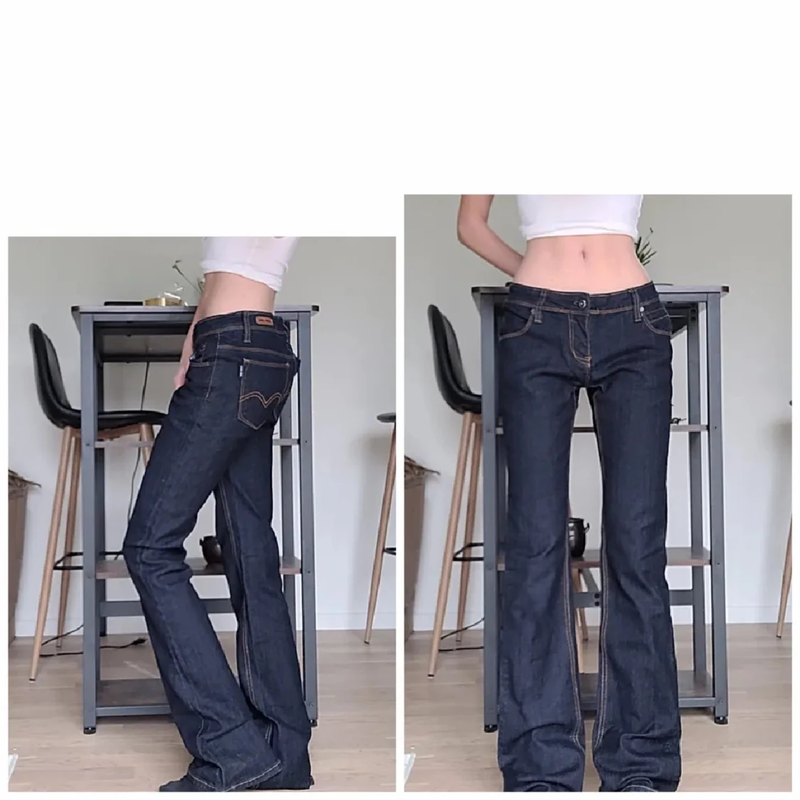 Mörkblå bootcut jeans - 1