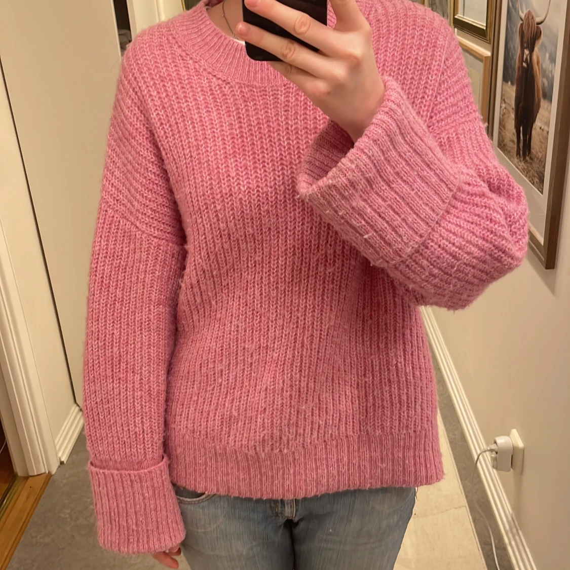 Rosa stickad tröja - 1