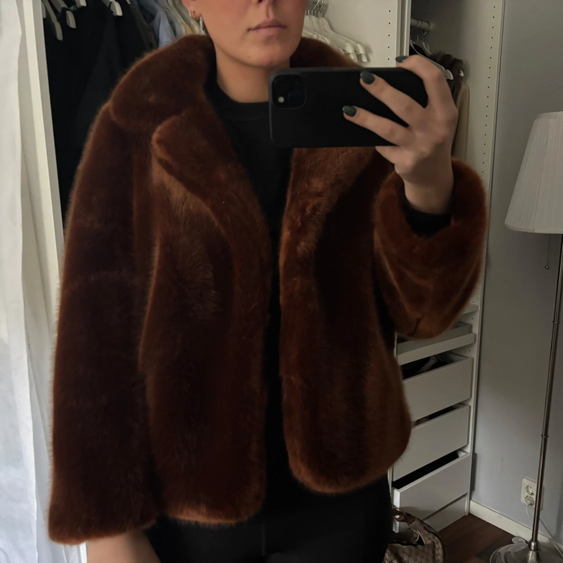 Brun pälsjacka - 90