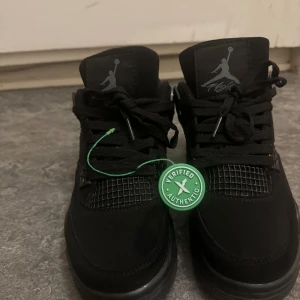 Jordan 4 Black Cat - Säljer ett par svarta Jordan 4s, modell Black Cat. Bara kommit till användning en gång! 