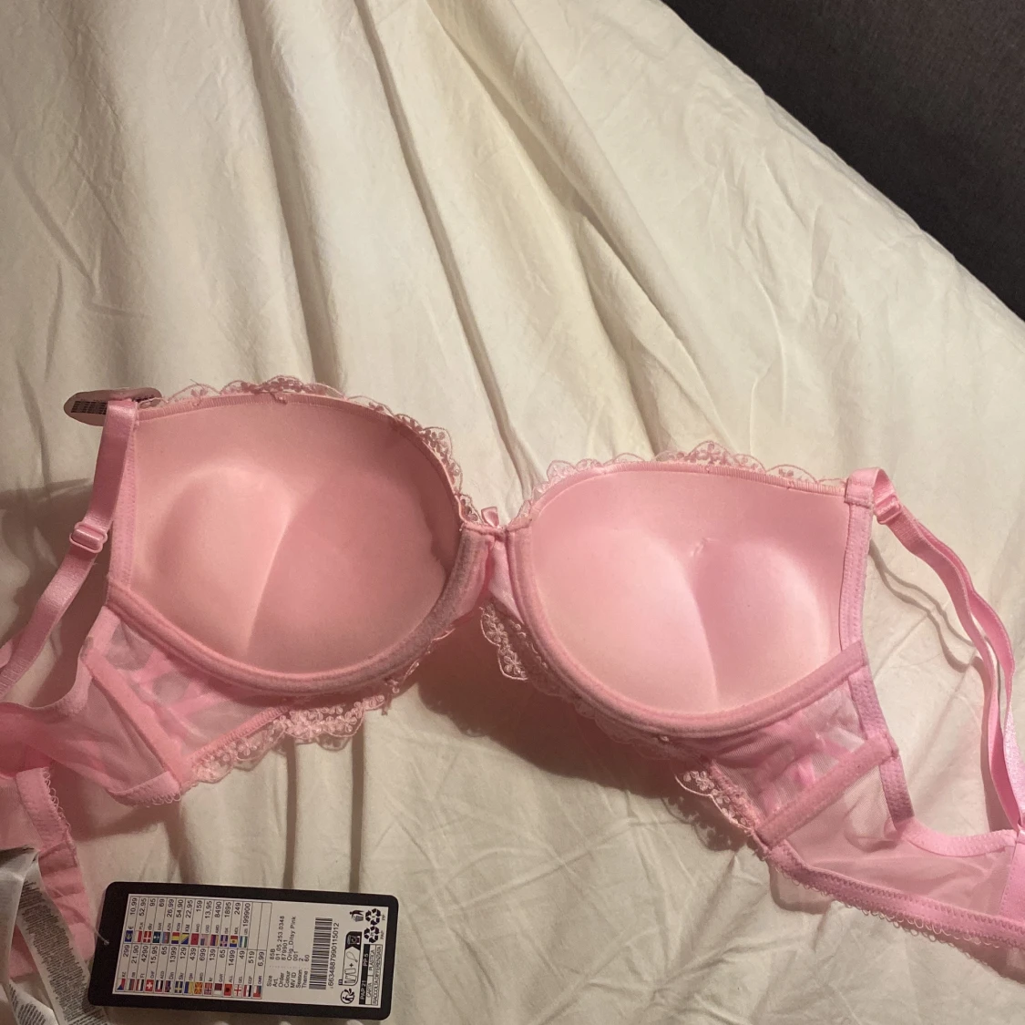 Rosa spets-bh med super push - 90