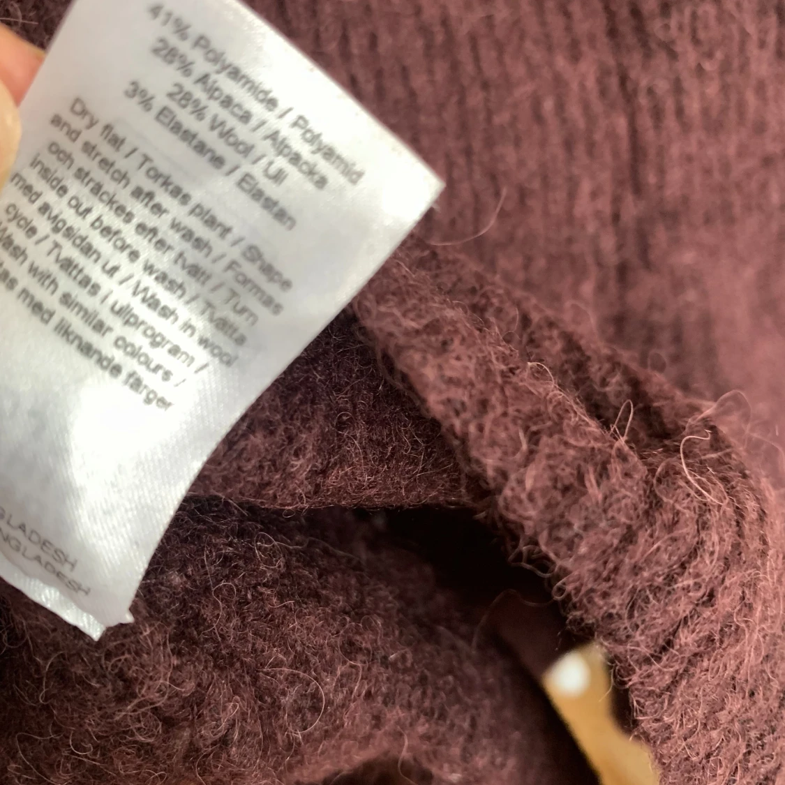 Alpacka/Ull tröja Strl XS Burgundy - 92