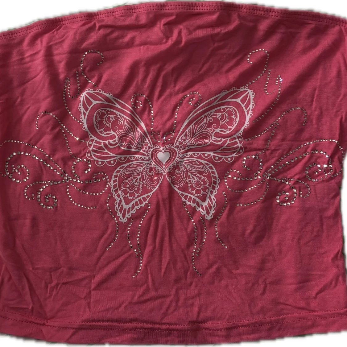 Rosa tubtopp med fjärilsdesign