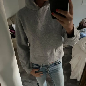 Hoodie  - Grå hoodie, cropad med slits på sidorna!  🩶🩶🩶