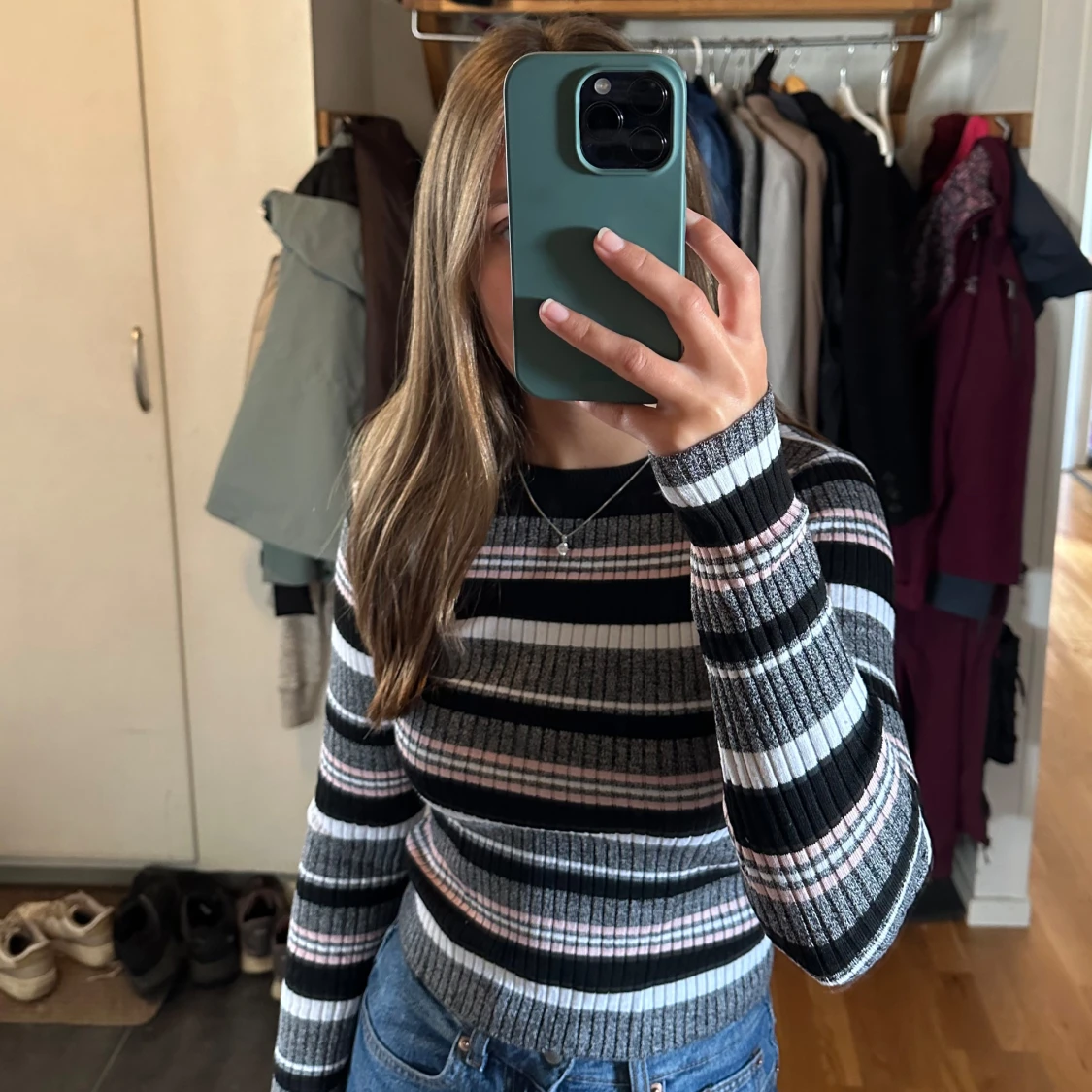 Randig långärmad, ribbad 