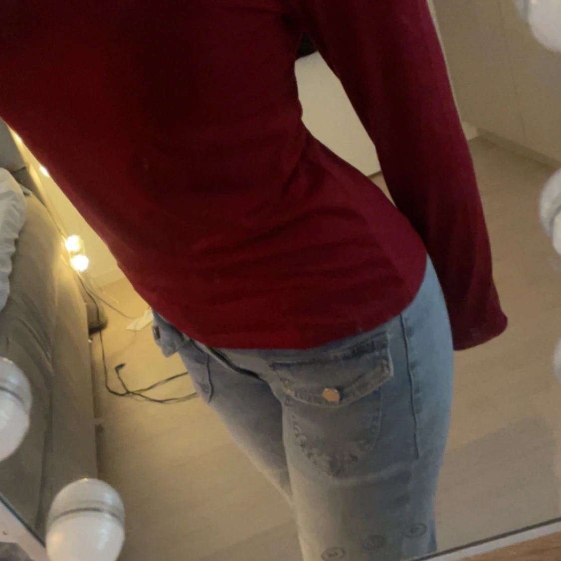 Röd långärmad tröja - 90