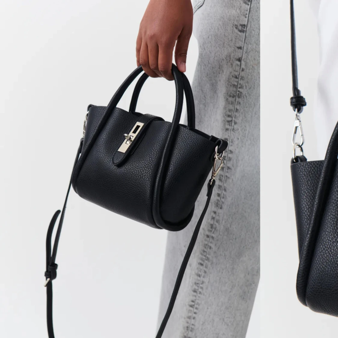 Svart handväska med axelrem - 90