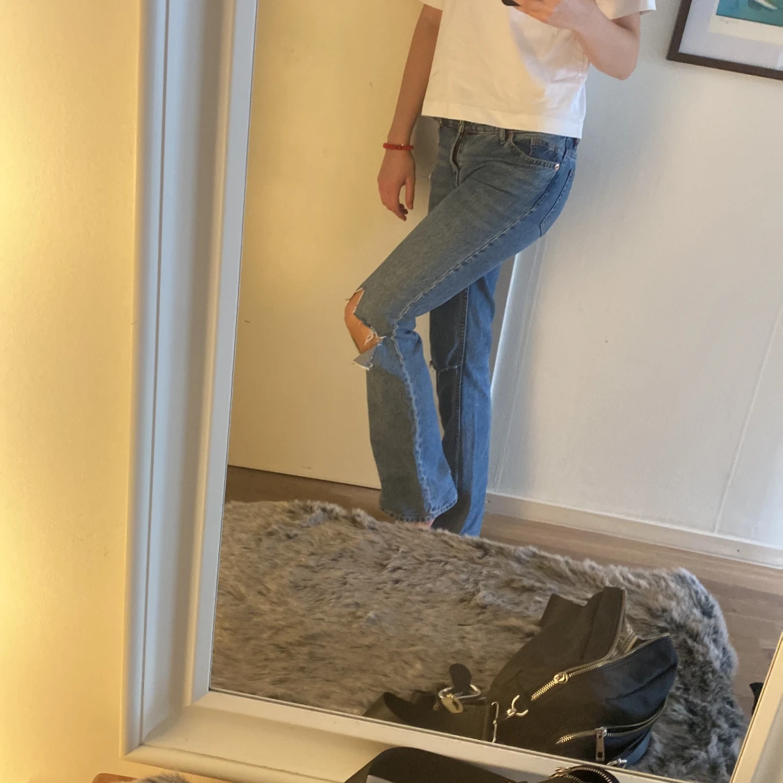 Blåa bootcutjeans - 91