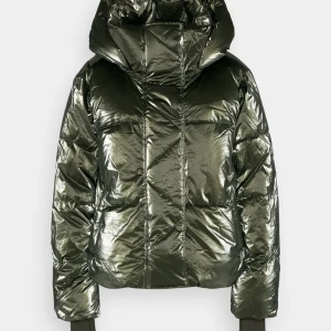 Grön glansig pufferjacka - Grön gap pufferjacka, stor luva