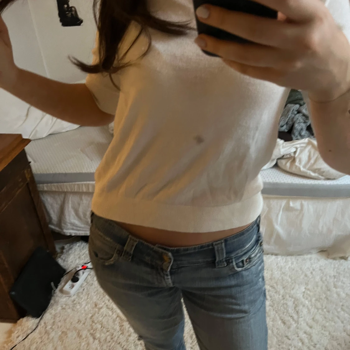 Vit/beige kortärmad topp - 2