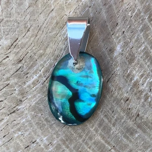 Blått halsbandshänge av paua snäckskal  - Blått hänge av paua snäckskal, handgjort och vackert💙🐚🌊