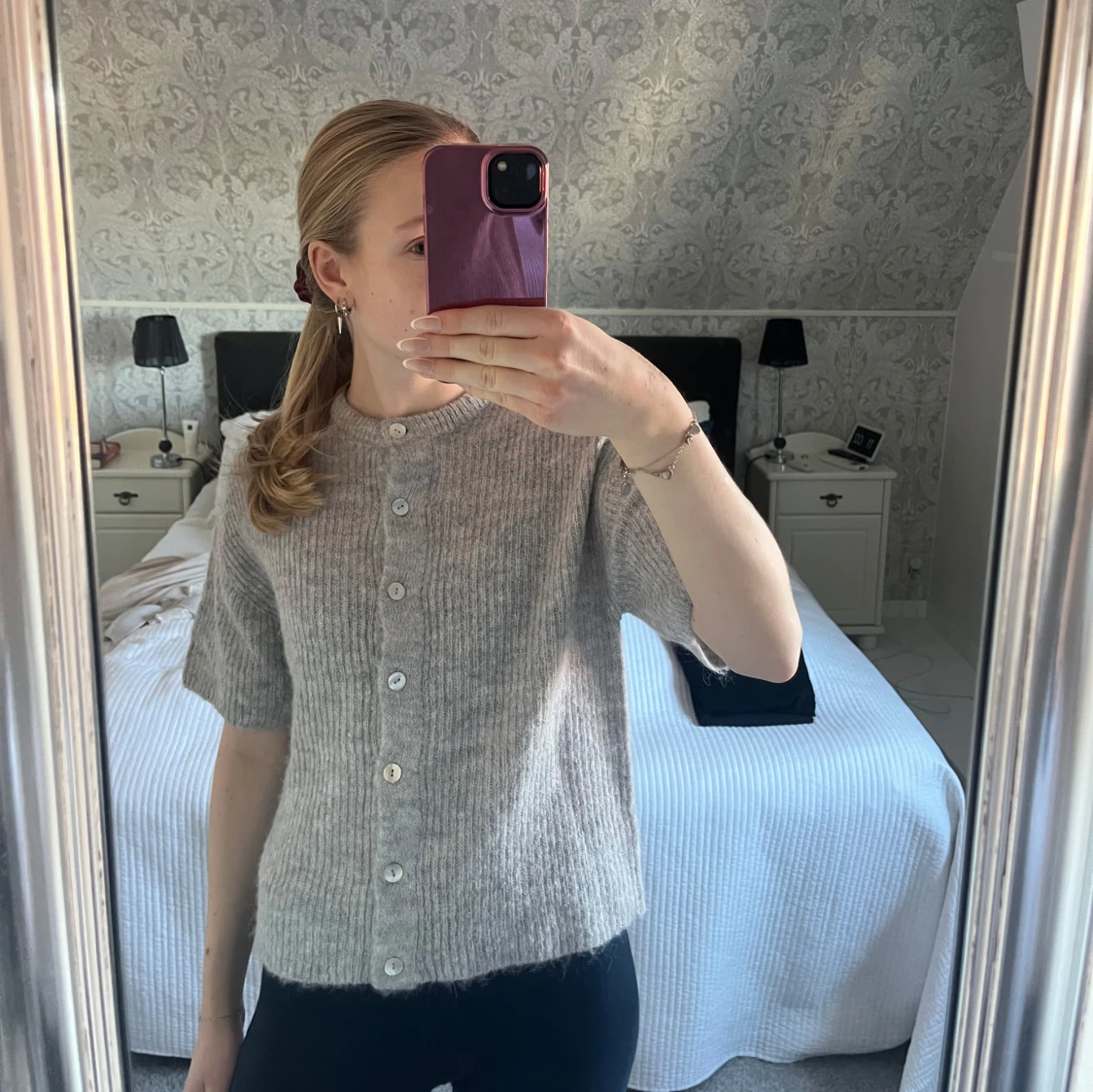 Grå stickad kofta från Gina tricot  - 90