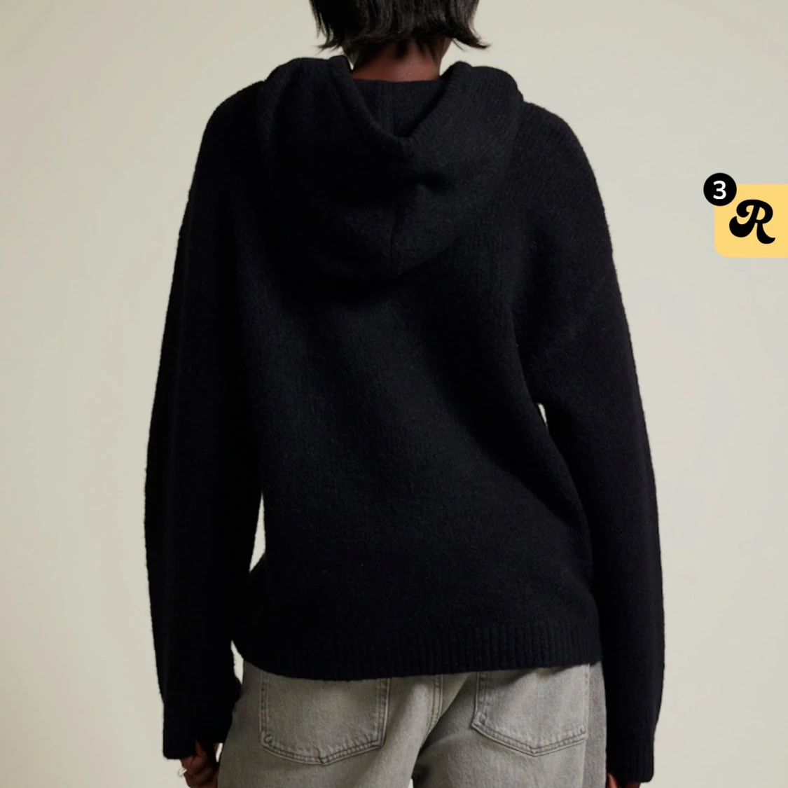 Svart stickad hoodie - 90