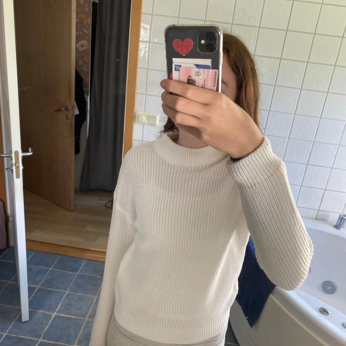 Vit ribbad tröja - 90