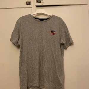 Grå Gant T-shirt - Säljer en fin grå gant T-shirt som är använda några gånger och det är junior storlek och säljer nu den för den kommer inte till använd längre💗