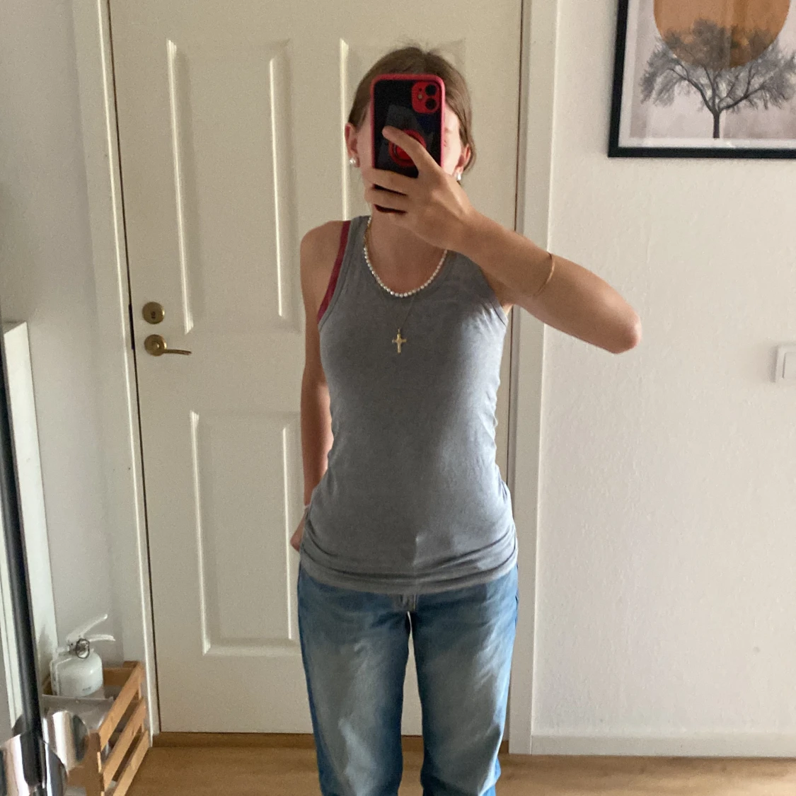 Jätte snyggt grått linne i skönt tyg - 90