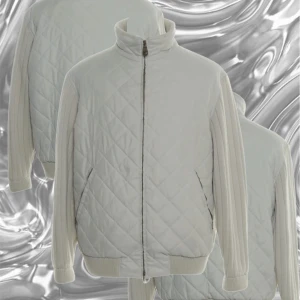 Jacja - Vit jacka med ribbade armar 