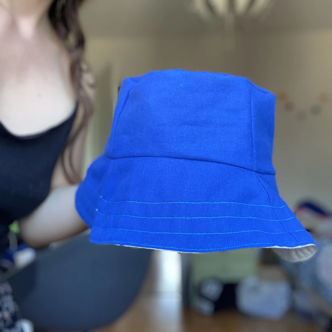 Handgjord blå Bucket hat  - 91