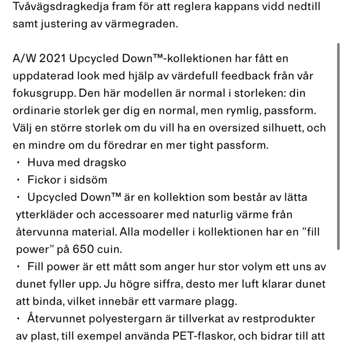 Arket puffer / dunjacka  - 90