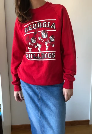 Sweatshirt - Skön röd sweatshirt köpt secondhand. Storlek XL men sitter mer som en L. (Tryck på bilden för bättre bild)