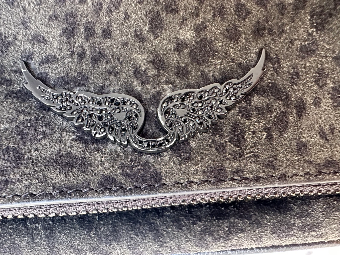 Zadig & Voltaire väska grå svagt mönstrad mocka - 90