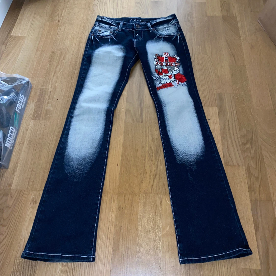 Live Paris Jeans med prints, low rise flared